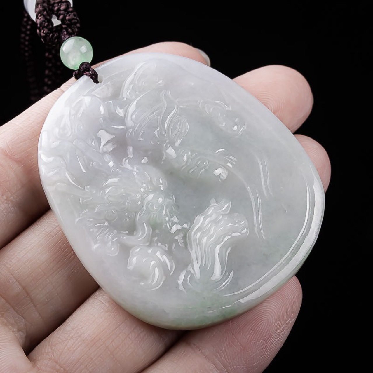 翡翠关公吊坠男正品缅甸a货玉牌招财武财神挂件霸气玉牌玉器