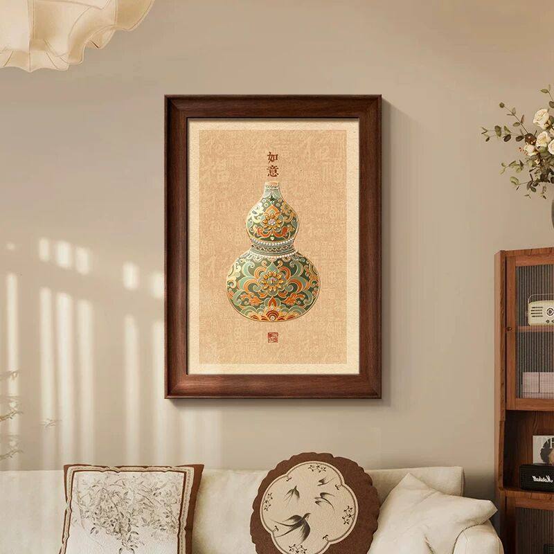 中古风葫芦客厅装饰画复古中式桌面摆画寓意好餐厅沙发背景墙挂画,家居饰品,现代装饰画,淘宝优惠券,粉丝福利购,淘宝优惠卷