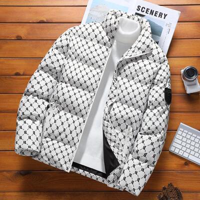 Men's warm winter jacket full zip up coat stand collar
