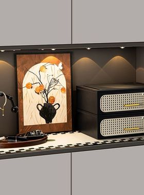 鞋柜上摆的收纳盒入户玄关收纳盒摆件客厅鞋柜桌面轻奢简约复古入