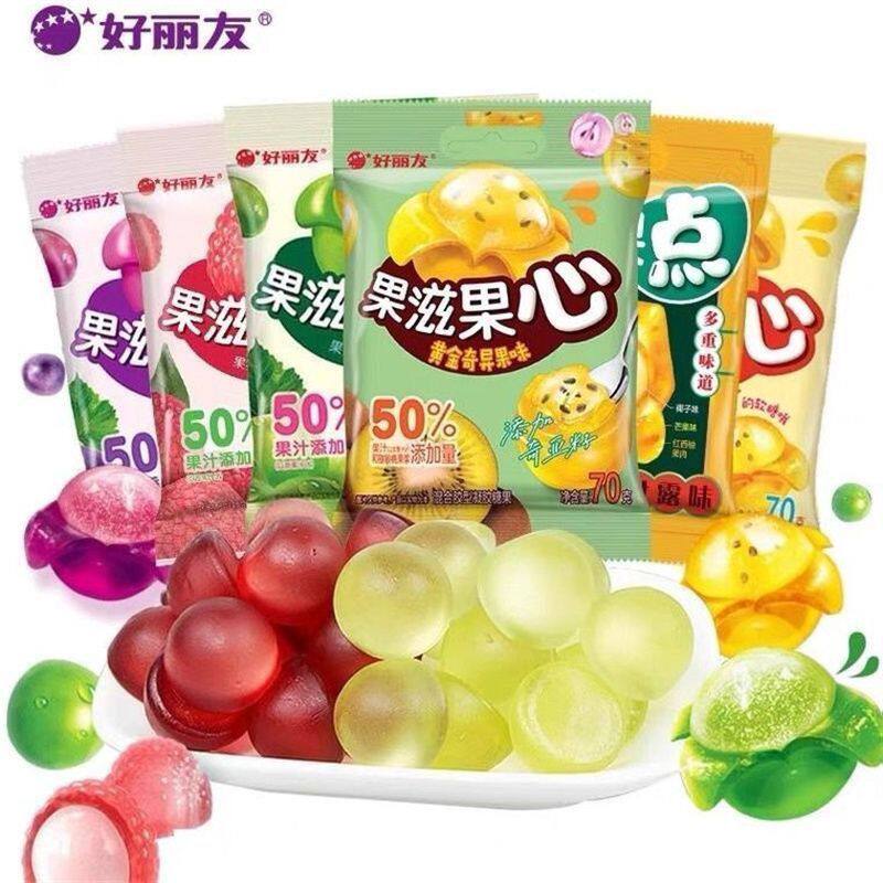 好丽友果滋果心70克黄金奇异果软糖杨枝甘露剥皮软糖儿童糖果零食