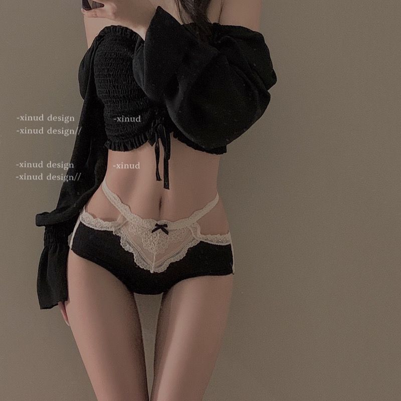 2026爆款奶味十足*纯欲性感蕾丝花边镂空三角裤女纯棉档秋冬内裤i