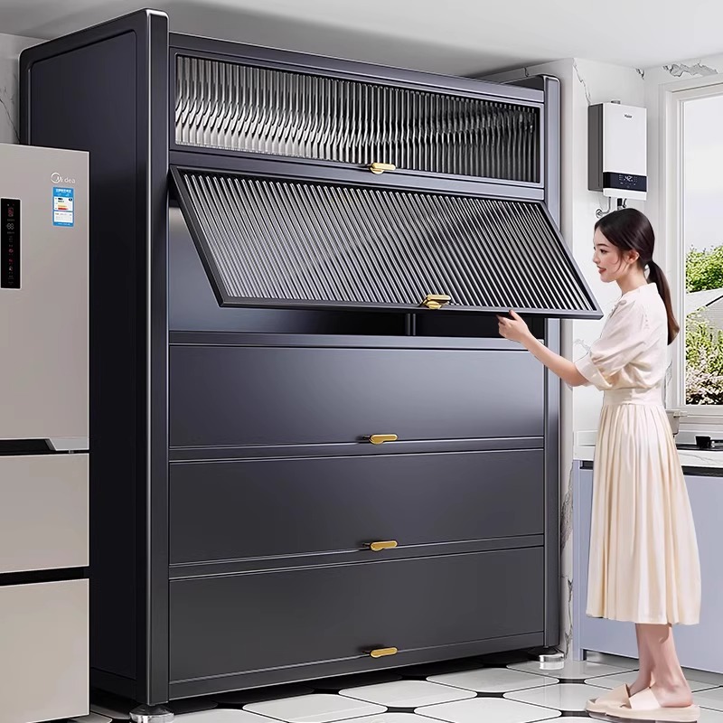 多功能微波炉收纳柜多层橱柜落地储物柜碳钢防尘置物柜厨房置物架