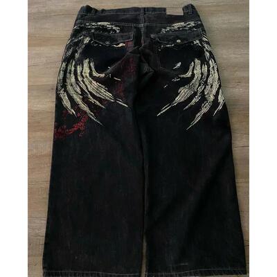Y2K Jeans Harajuku Hip Hop Retro Wing Pattern