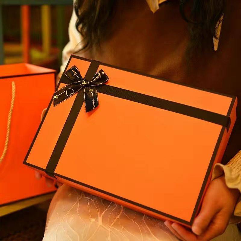 礼品空盒ins礼盒包装盒情人节春节生日送男女朋友伴娘橙色礼物盒,包装,礼品盒,淘宝优惠券,粉丝福利购,淘宝优惠卷