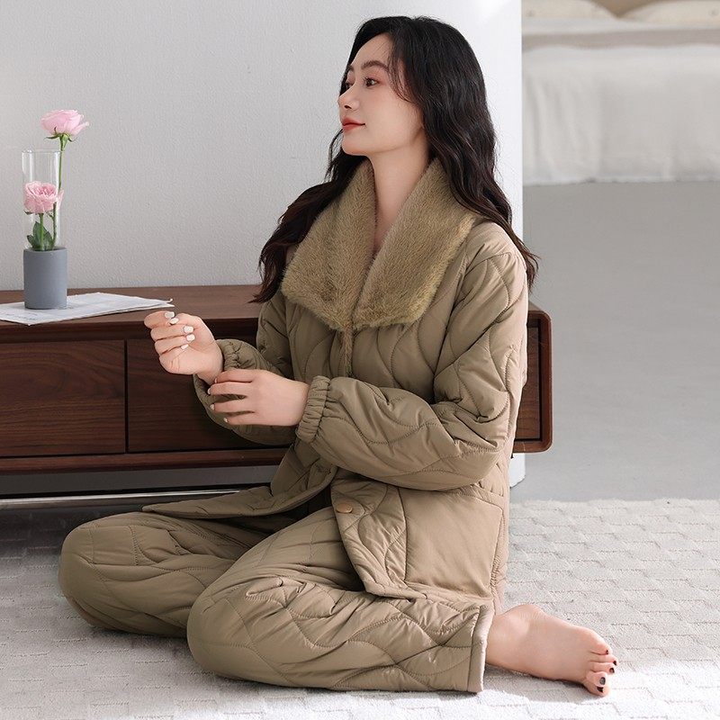 睡衣女款2025新款冬季三层加厚羽绒夹棉冬天珊瑚绒加绒保暖家居服,女士内衣/男士内衣/家居服,睡衣/家居服套装,淘宝优惠券,粉丝福利购,淘宝优惠卷