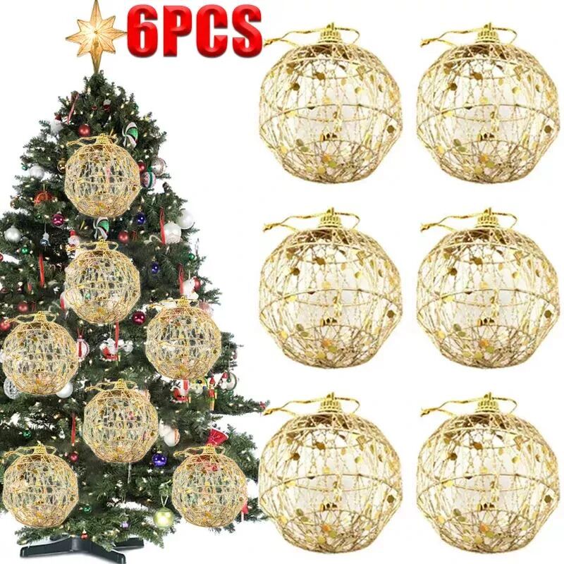 6PCS Christmas Xmas Tree Gold Ball Baubles Hanging Party Orn