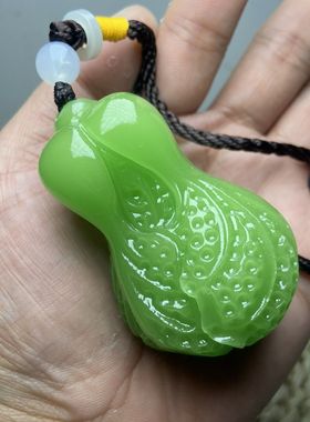 天然和田玉青玉雕白菜百财摆件文玩手把件汽车招财车挂件解压把玩
