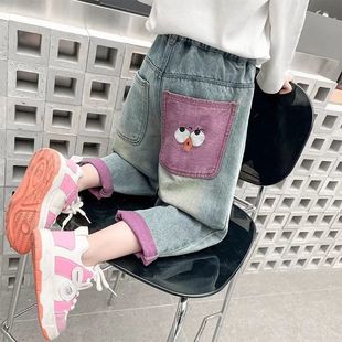 儿童老爹裤 2024新款 女孩韩版 宽松萝卜裤 女童牛仔裤 中大童裤 春秋款