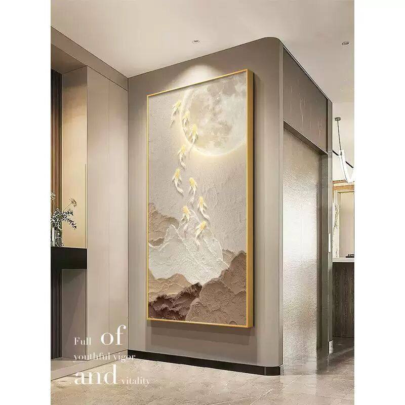 九鱼图玄关装饰画现代简约入户正对门壁画高级感走廊过道尽头挂画,家居饰品,现代装饰画,淘宝优惠券,粉丝福利购,淘宝优惠卷