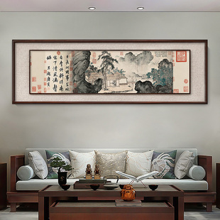 唐寅国画事茗图悟阳子养性图唐伯虎书房挂画水墨画中式客厅装饰画