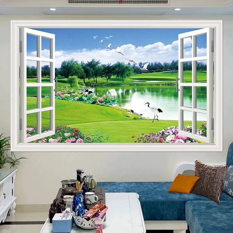 3d立体墙贴纸壁画自粘风景画客厅卧室背景墙面遮丑装饰假窗户挂画,家居饰品,现代装饰画,淘宝优惠券,粉丝福利购,淘宝优惠卷