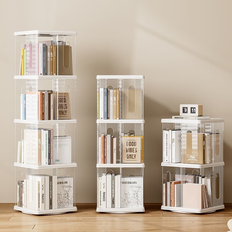 360度可旋转书架塑料落地置物架客厅转角儿童书柜一体靠墙可移动