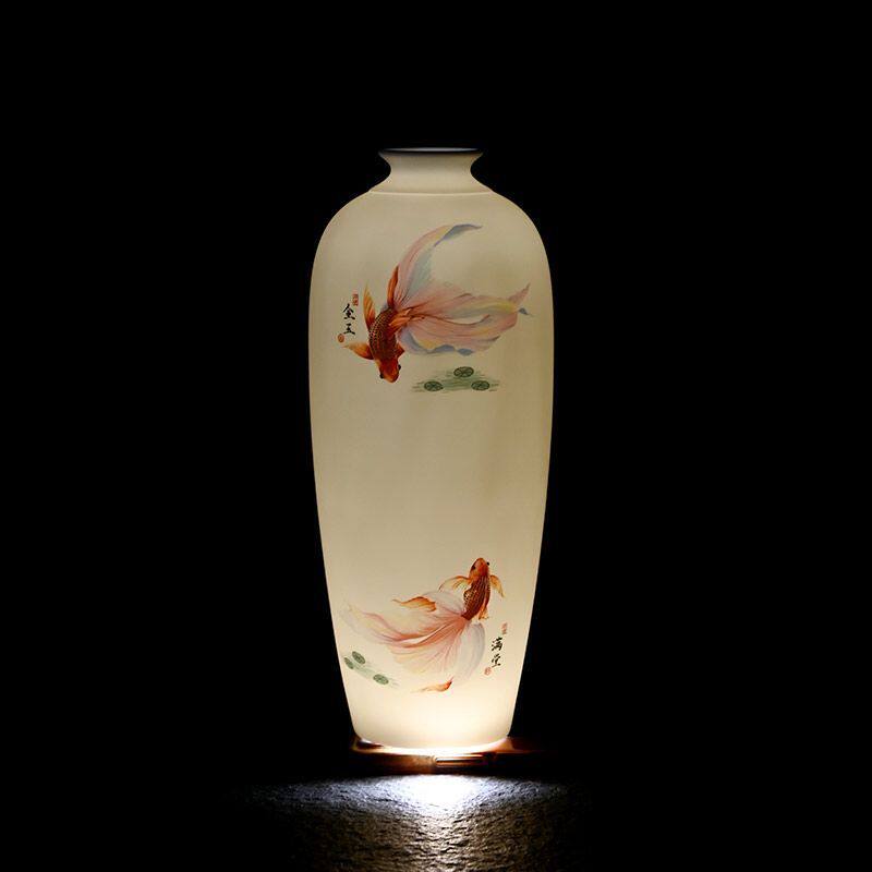 中式陶瓷插花花瓶玄关台置陶瓷花瓶古典装饰客厅摆件家居中国风