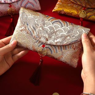 装一万元的红包国潮风通用红包万元布艺乔迁满月生日改口大红包结