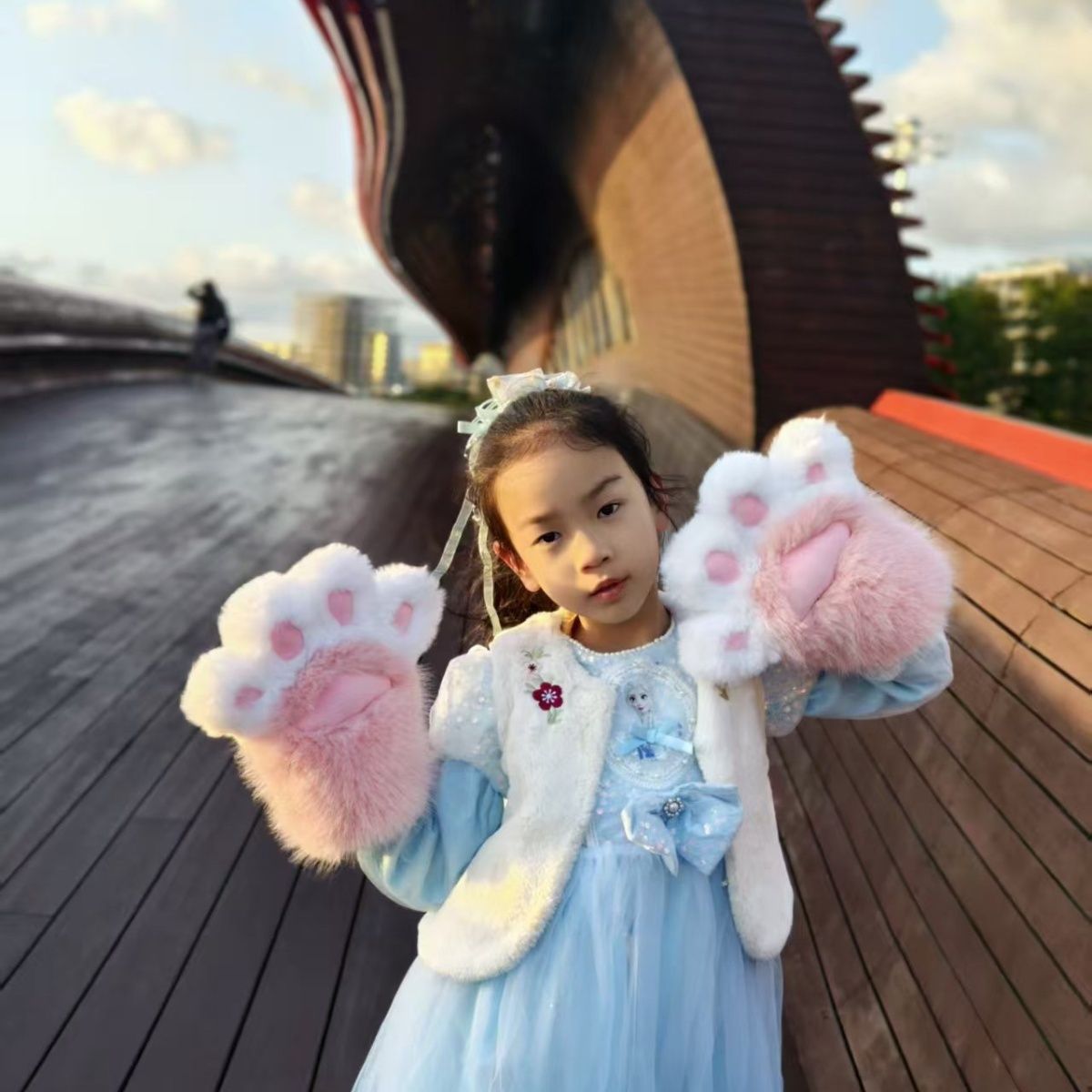 小猫爪子手套超萌毛绒兽爪cosplay柔软可穿戴猫娘指甲吱吱叫猫