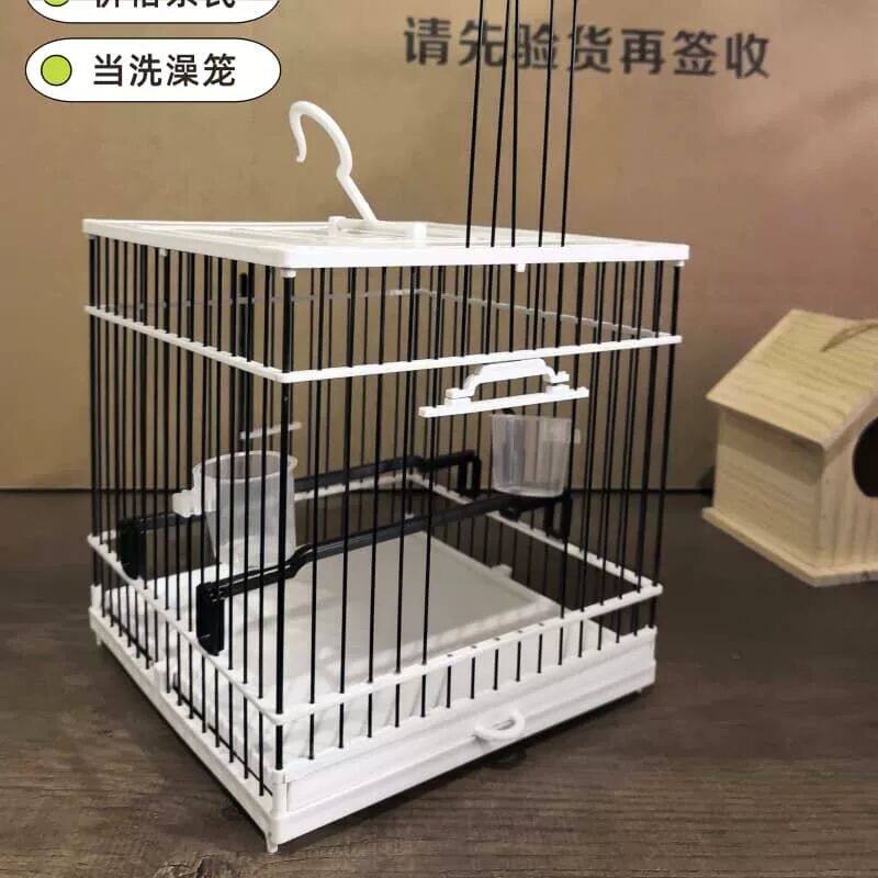 绣眼鸟笼新款挂钩式塑料板笼塑钢鸟笼贝子柳莺玉鸟小鸟笼洗澡笼