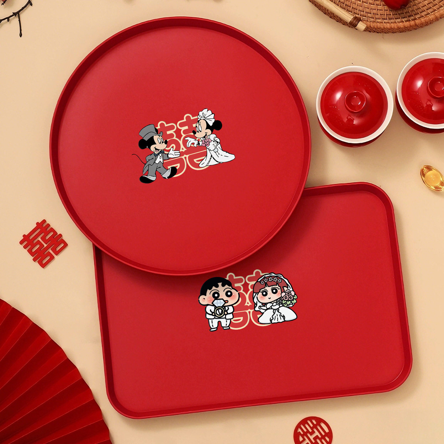 可爱家用结婚新年通用零食碟水果小吃托盘瓜果干果盘子糖果盒日常,餐饮具,餐用托盘,淘宝优惠券,粉丝福利购,淘宝优惠卷