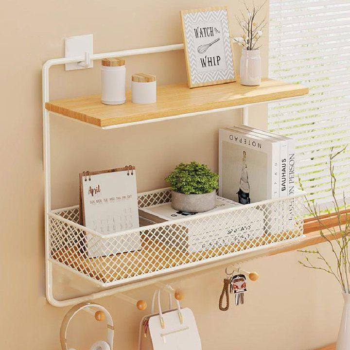 浴室卫生间镜柜内置物架免打孔双层壁挂式洗漱台墙上护肤品收纳架