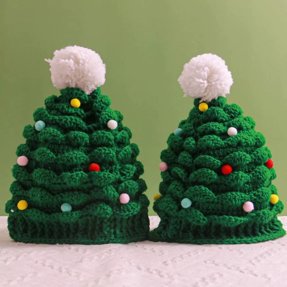 1pc Creative Christmas Tree Knitted Hat Children Adults Part
