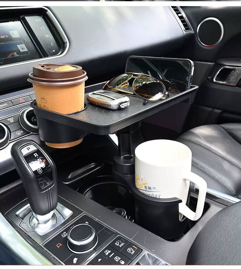 Car table tray with cup holder, car cup and food tray, in-car storage rack, multifunctional passenger-side dining tray