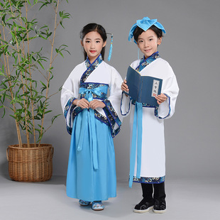 儿童古装汉服男女国学服装小学生幼儿弟子规书童汉服演出服三字经