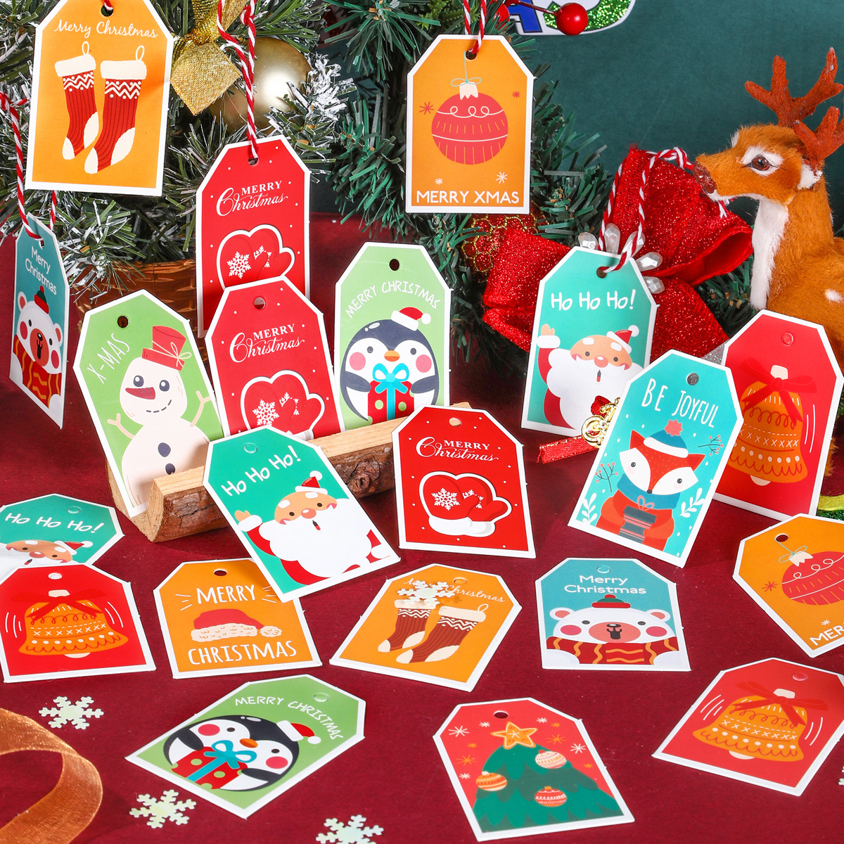 圣诞包装tags christmas gift decoration tag with rope吊卡装饰