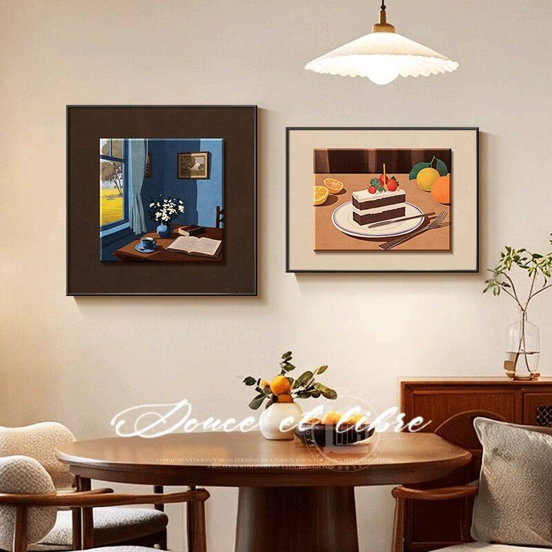 中古风餐厅墙面装饰画美拉德高级感客厅壁画2025新款法式餐桌挂画