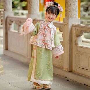 儿童格格服2024春秋新款女童汉服古风连衣裙清宫清朝新中式旗袍裙
