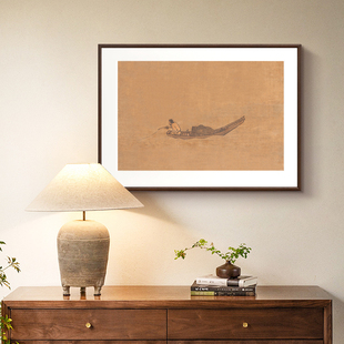 马远《寒江独钓图》新中式装饰画书房餐边柜茶室挂画床头宋代美学