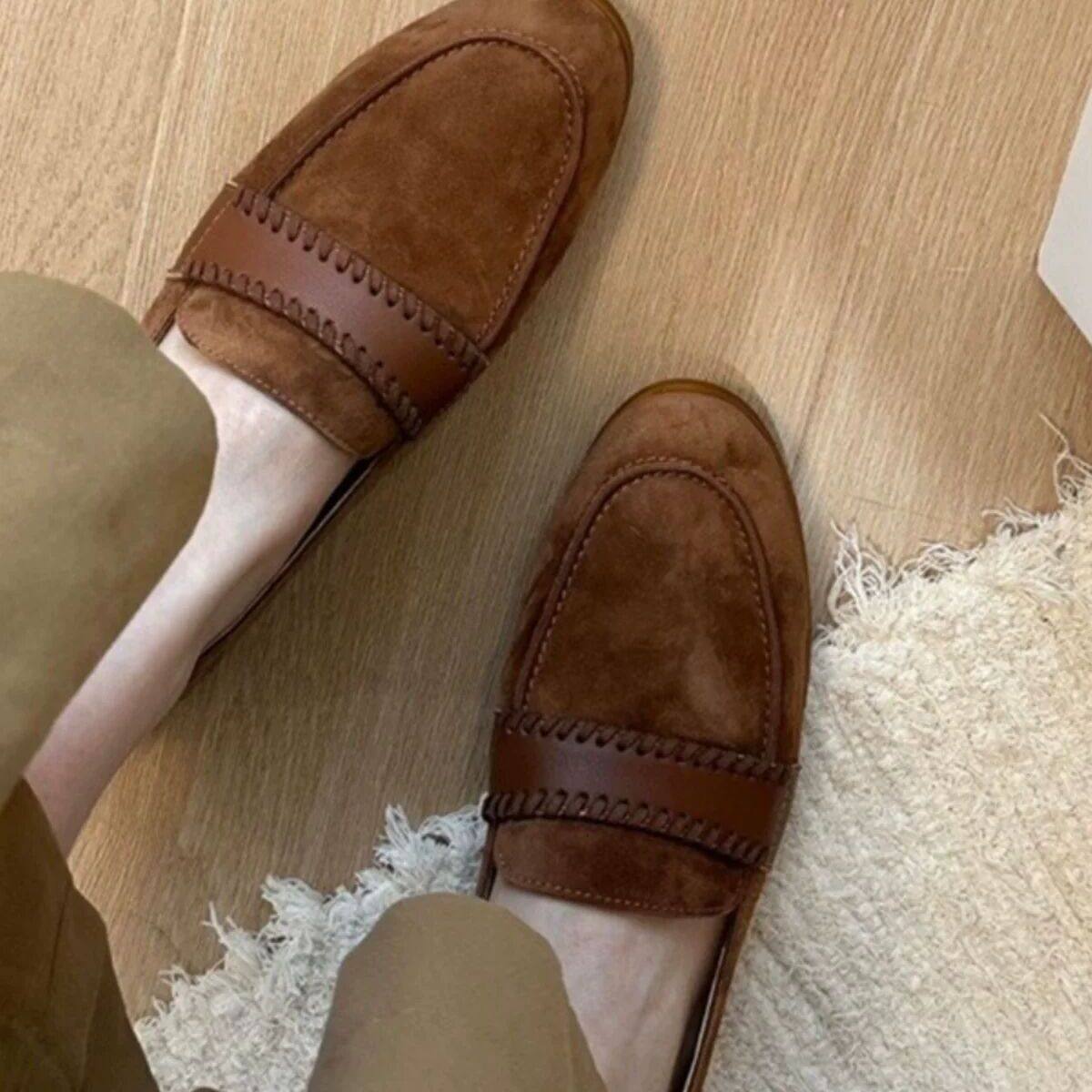 小众一脚蹬懒人平底乐福鞋女真皮舒适软底休闲新款小皮鞋单鞋女,女鞋,浅口单鞋,淘宝优惠券,粉丝福利购,淘宝优惠卷