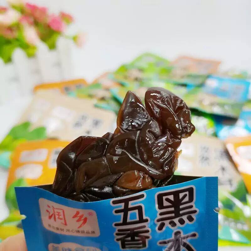 润乡黑木耳开袋即食真空小包装五香孜然休闲零食小吃下饭小菜山珍