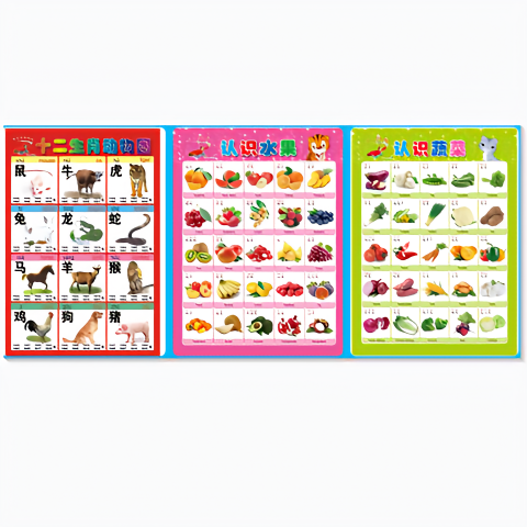 12生肖图片十二生肖启蒙认知早教挂图无声幼儿学习识字认物图片宝