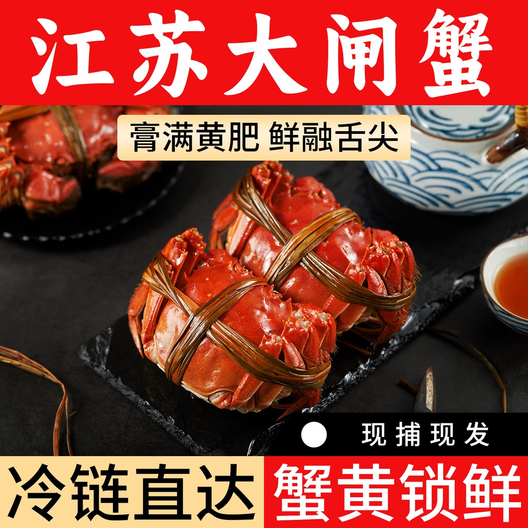 活蟹现发 江苏精品大闸蟹 公3.5-3.2两母2.5-2.2两对半 到手6/8/1