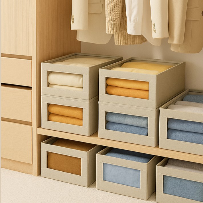 衣柜棉麻布艺家居收纳盒家庭衣服裤子内衣内裤收纳箱整理收纳神器