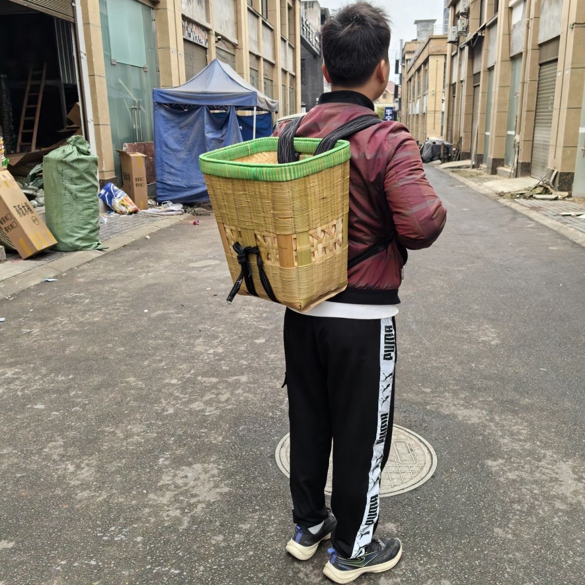 贵州背篼买菜竹筐成人竹背篓金竹手工编织罗筐可做舞蹈道具竹制品