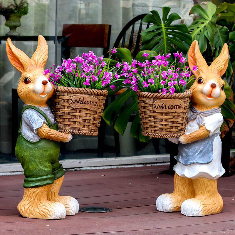 兔子花盆动物多肉大号创意阳台装饰顶楼庭院花园地面造型别墅门口