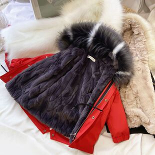 女童过年衣服新装宝棉男袄加厚儿派克可拆卸喜庆外套