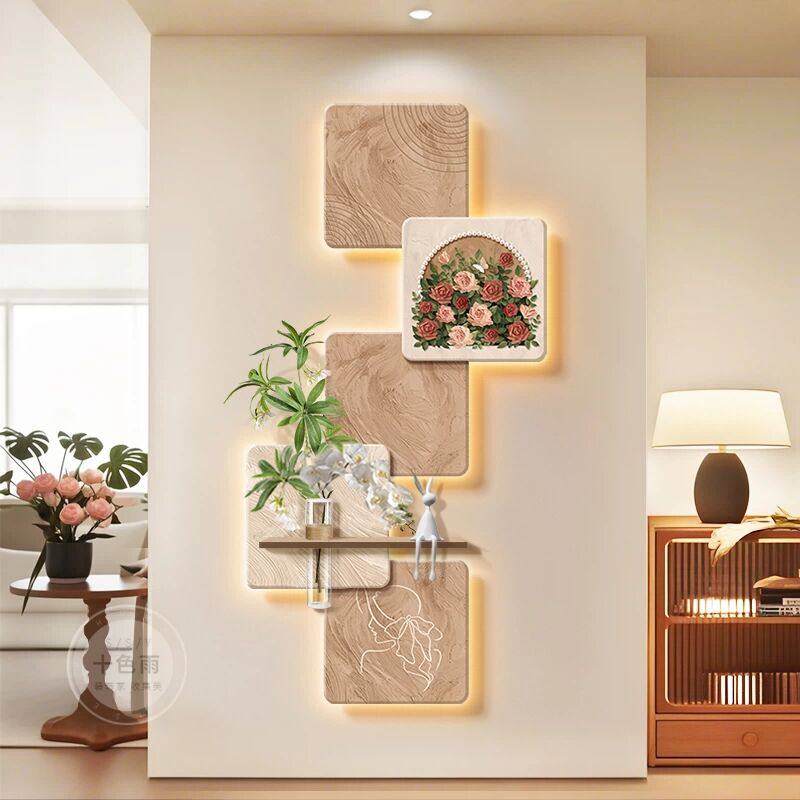 法式玄关装饰画奶油中古风客厅走廊挂画水培绿植入户正对门壁灯画,家居饰品,氛围画/灯画,淘宝优惠券,粉丝福利购,淘宝优惠卷