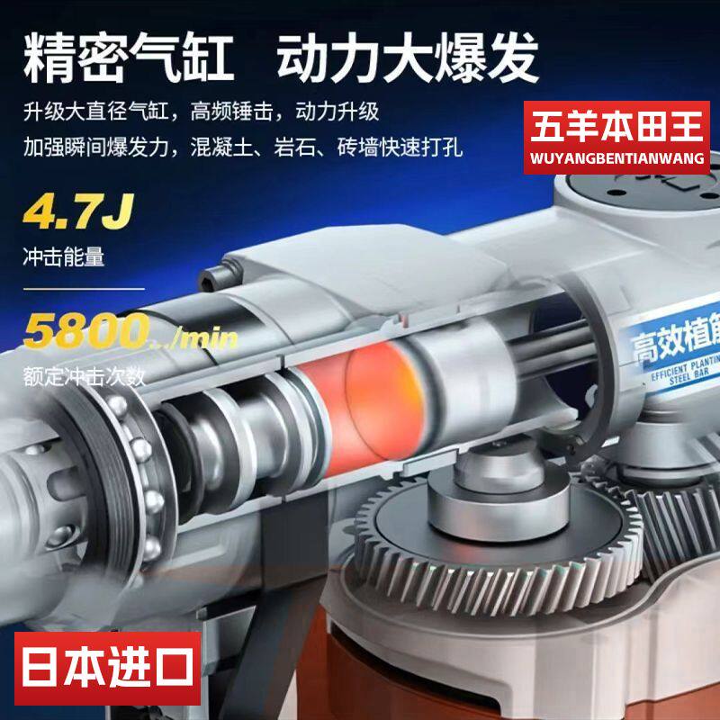 进口电锤大功率电锤电镐三用冲击电钻家用开槽拆墙混泥插电重电锤