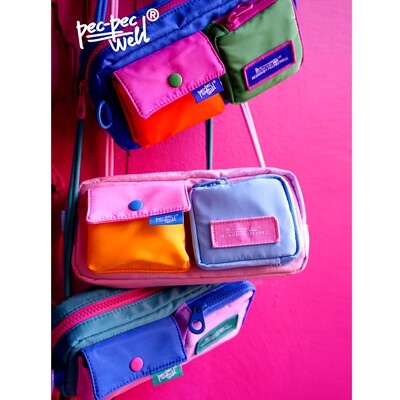 PECPECWELL加厚笔袋 PLUS原创撞色多巴胺大容量文具收纳袋铅笔袋