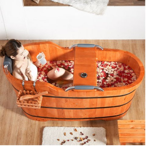 香柏木成人泡澡木桶浴缸家用洗澡木桶加厚熏蒸木盆全身美容院沐桶