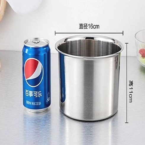 304不锈钢调味罐圆形加厚带盖味盅猪油盆厨房加高大辣椒油罐商用