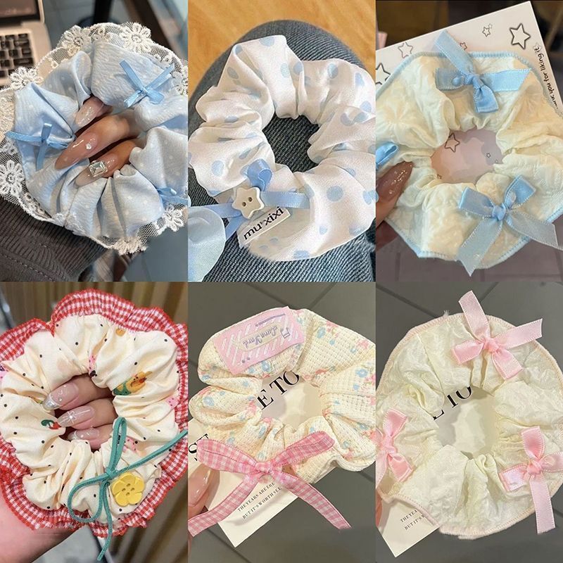 独特漂亮大肠发圈甜美清新蝴蝶结蕾丝花边马尾发绳少女头绳发饰