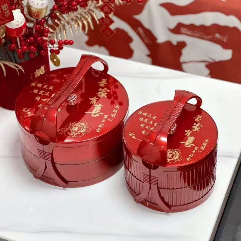 结婚用品食盒婚庆果盒手提双层干果蓝糕点食盒零食点心分格红礼盒,餐饮具,果盆/果盘/果篮,淘宝优惠券,粉丝福利购,淘宝优惠卷