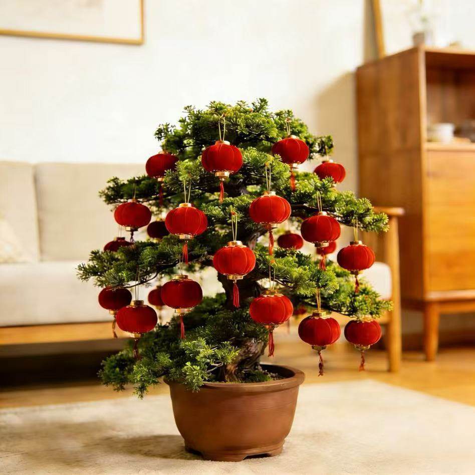 2026年新款植绒装饰婚庆春节红灯笼灯笼挂饰喜庆户外树上盆景挂件,节庆用品/礼品,灯笼,淘宝优惠券,粉丝福利购,淘宝优惠卷