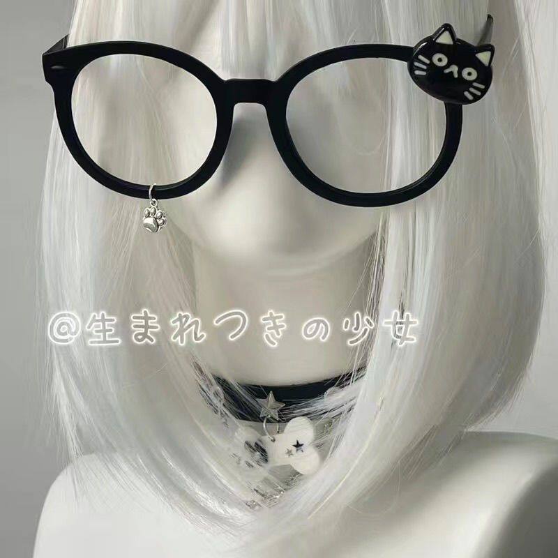日系可爱黑色猫咪猫爪眼镜框显脸小亚文化萌拍照cos二次元流泪