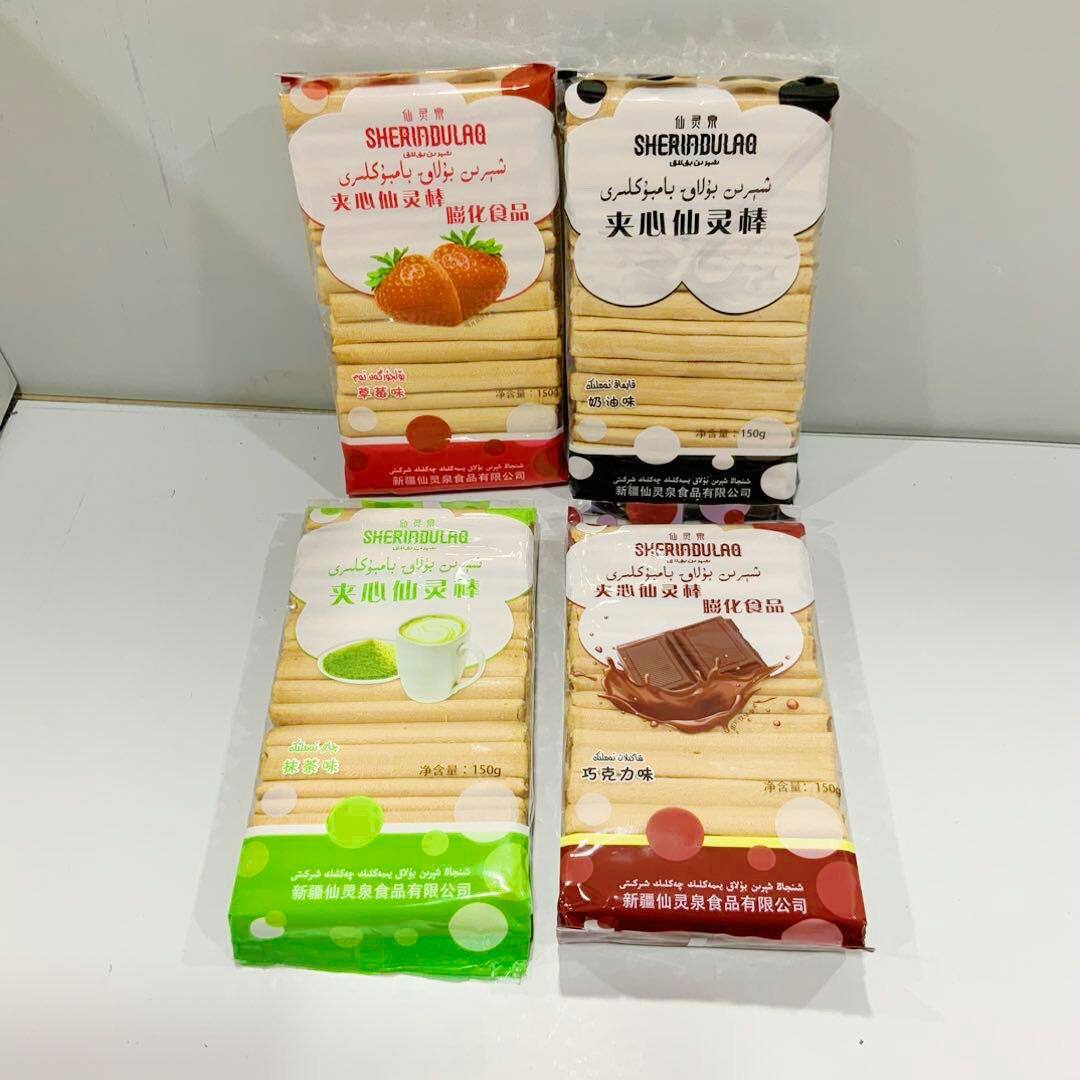 乌鲁木齐发货新疆bambuk特产夹心仙灵棒夹心饼干草莓巧克力奶油