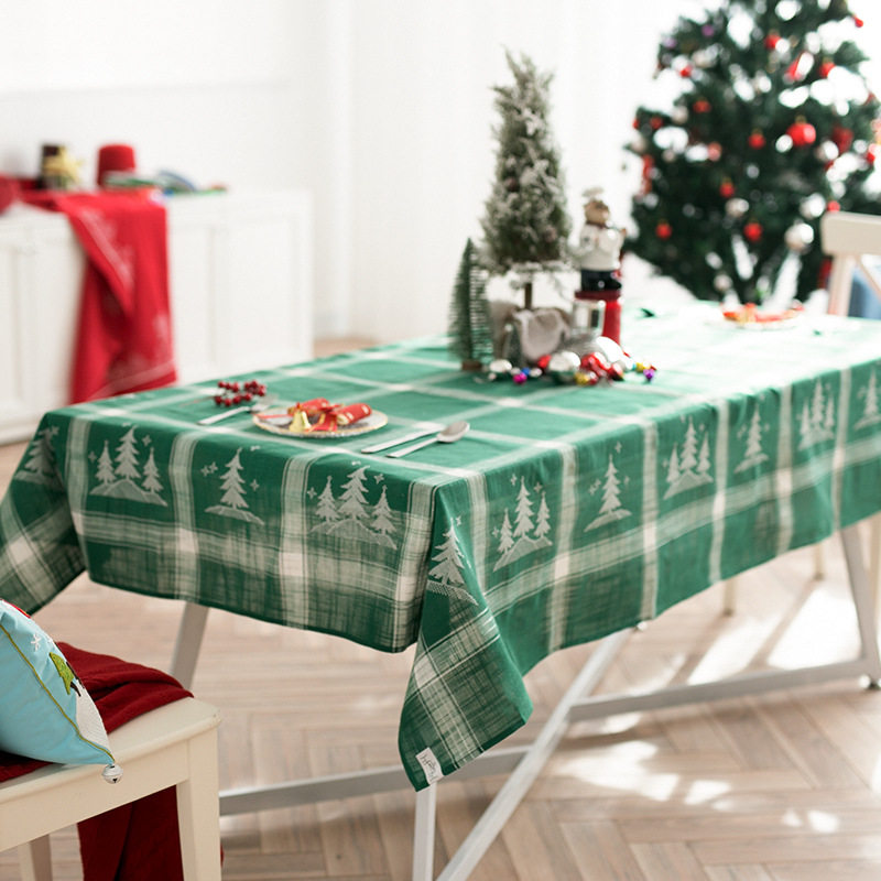 圣诞桌布 棉麻质感新年氛围装饰餐桌盖巾客厅茶几桌巾,居家布艺,桌布,淘宝优惠券,粉丝福利购,淘宝优惠卷