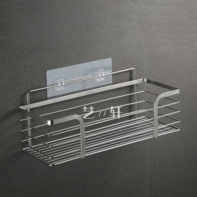 304不锈钢免钉大号浴室置物架 免打孔小号卫生间厨房壁挂收纳架子
